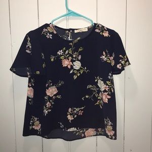 Rewind Blue and Floral Blouse